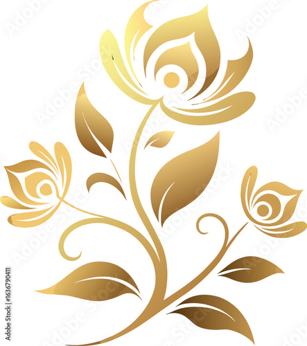stylized gilded blooms curling ornate vines glow