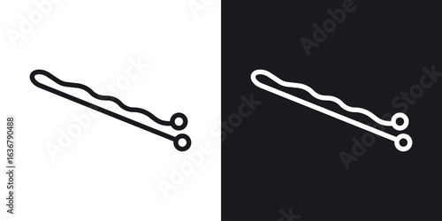 Bobby pin icons. Illustration of outline icons
