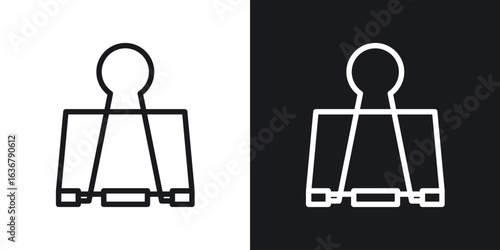Binder clip icons. Illustration of outline icons