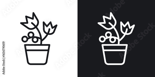 Berry shrubs and vines icons. Illustration of outline icons