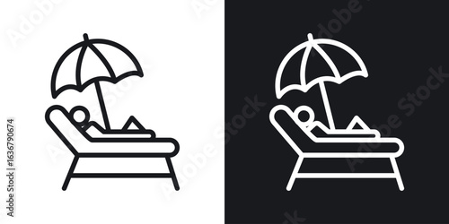 Beach chair with umbrella icons. Illustration of outline icons