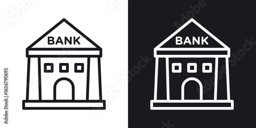 Bank building icons. Illustration of outline icons