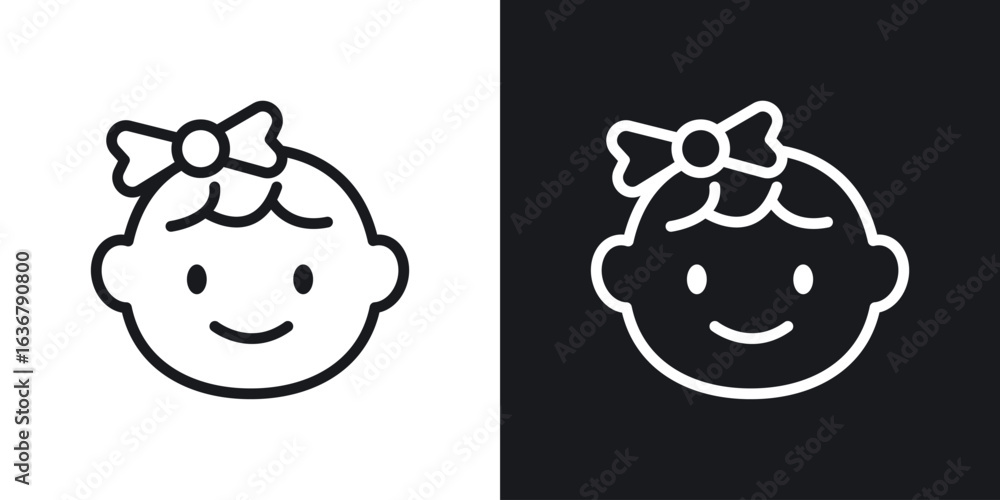 Obraz premium Baby girl face icons. Illustration of outline icons