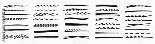 Hand-drawn underline elements, design dividers, various styles