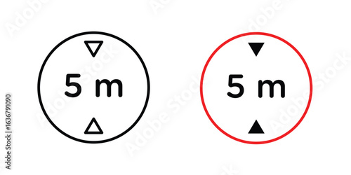5 meter signs. Illustration of outline icons