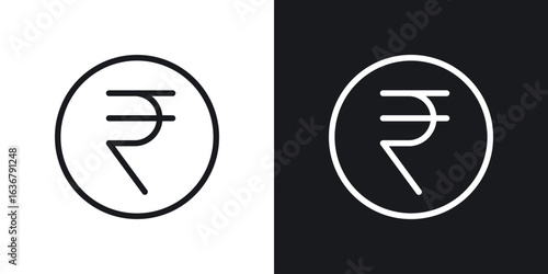 Indian rupee icons. Illustration of outline icons