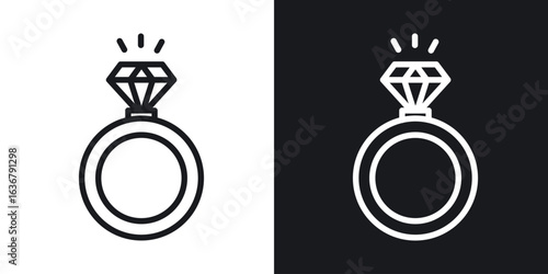 Diamond ring icons. Illustration of outline icons