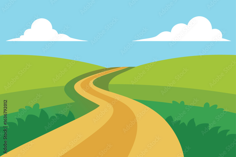 Fototapeta premium a grassy path leading through rolling farmland