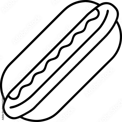 Outline of a hot dog with mustard sausage condiment
