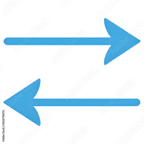 Two parallel blue arrows pointing in opposite directions, signifying a reciprocal or back-and-forth action.