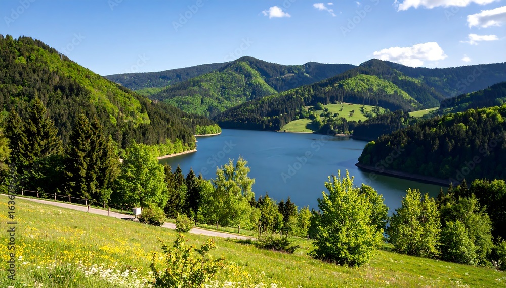 Fototapeta premium Scenic mountain lake vista