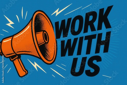 A bold graphic featuring an orange megaphone and the text 