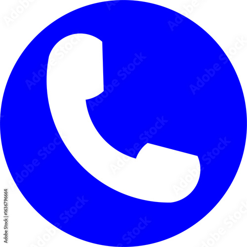 Blue Circle Telephone Icon – Call Symbol, Contact Sign, Communication Logo