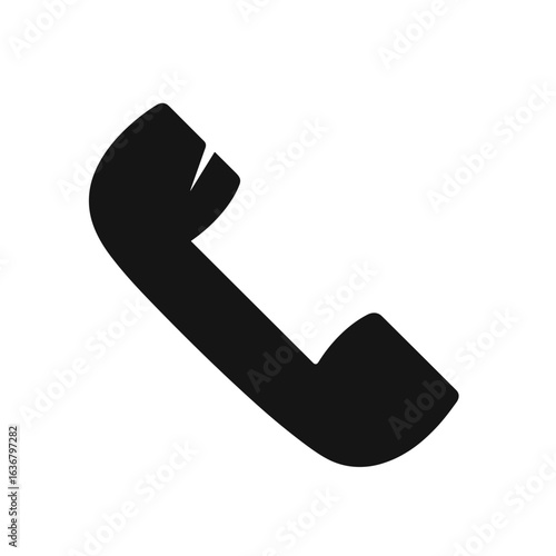 Classic telephone handset icon in black silhouette
