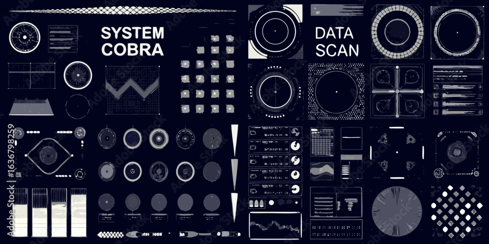 Fototapeta premium Futuristic digital interface with data visualization and system monitoring elements