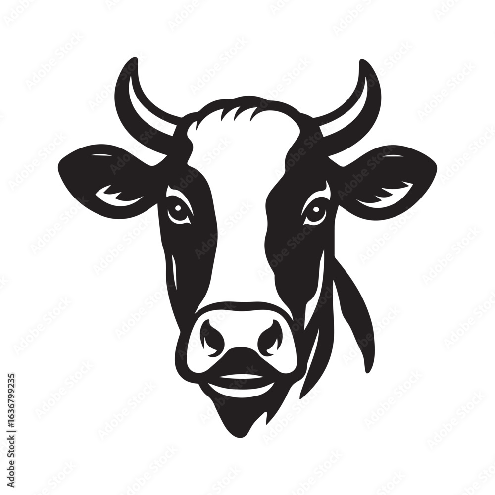 Naklejka premium portrait of a cow head vector art