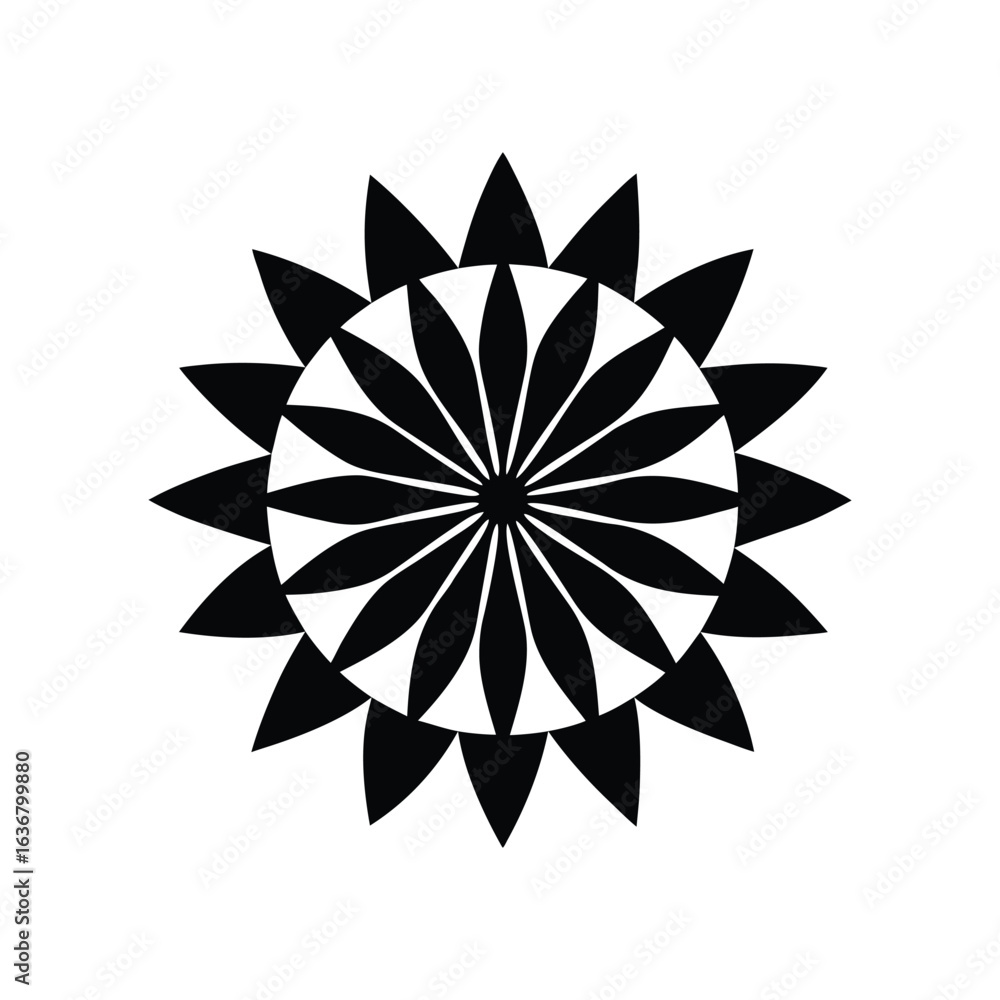 Obraz premium Sunburst Flower Symbol with Layered Tulip Petals
