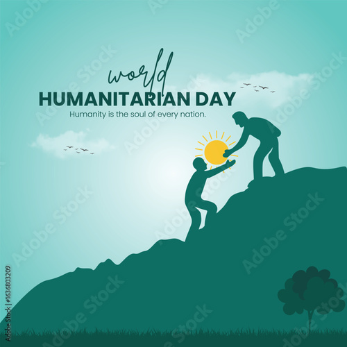 World Humanitarian Day Creative Ads Design. Humanitarian Day help protection icon isolated on a Template for the background. Humanitarian Day Poster, vector, illustration, August 19. Important day
