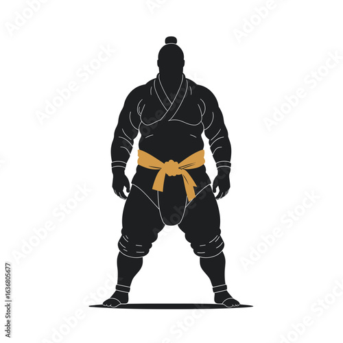 Sumo wrestler silhouette in stance