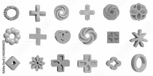 Collection of 3d geometric shapes and abstract forms