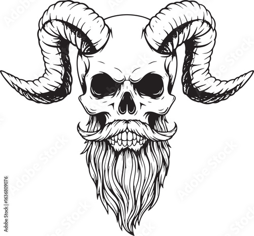 skull with horns and beard