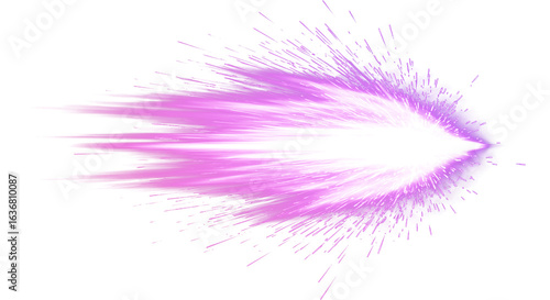 Fotografie Powerful Purple Energy Beam Burst Streaking on a transparent background
