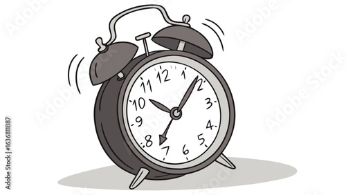 Classic Alarm Clock Isolated on White – Retro Timepiece Vector Illustration