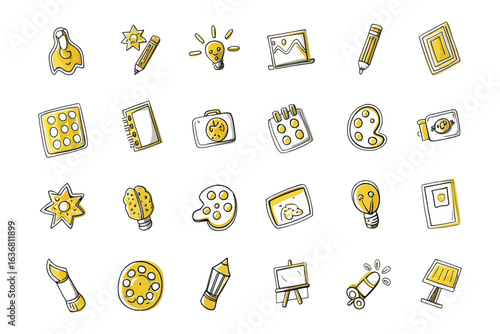 Creative Icon Collection: A vibrant and illustrative compilation of creative elements, ideal for visual storytelling.