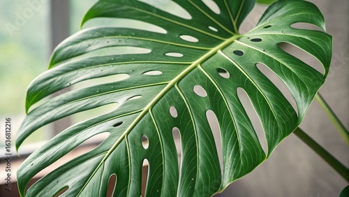 Single Monstera Leaf Isolated – Tropical Plant 