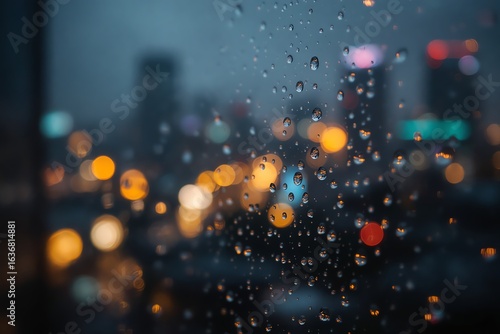Rainy Cityscape Window View Urban Reflection Beautiful Abstract