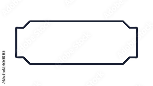 Black outlined rectangular shape with cut corners on a white background illustration image view