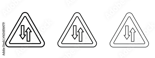 Two way traffic sign vector Logo Design Template. Editable Stroke graphics.