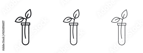 Test tube with plant icon vector Logo Design Template. Editable Stroke graphics.