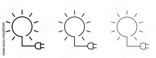 Solar energy icon vector Logo Design Template. Editable Stroke graphics.
