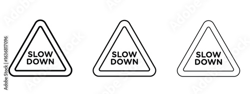 Slow down sign vector Logo Design Template. Editable Stroke graphics.