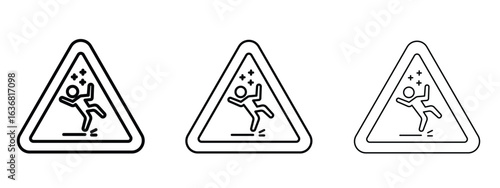 Slippery ice sign vector Logo Design Template. Editable Stroke graphics.