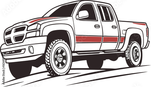 A side view of a big pick up truck, a cargo transportation concept