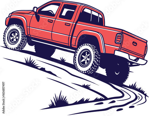 A side view of a big pick up truck, a cargo transportation concept