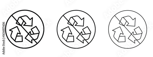 Recycle prohibition sign vector Logo Design Template. Editable Stroke graphics.