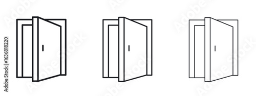 Open door icon vector Logo Design Template. Editable Stroke graphics.