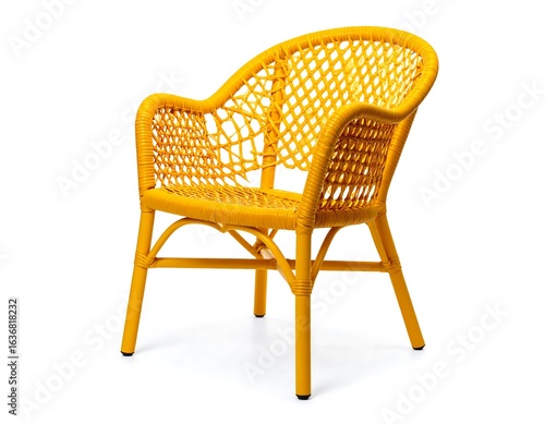 Bright yellow woven chair