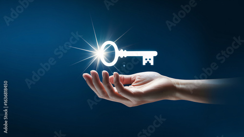 Unlock success with a bright future now holding the key to opportunity, open doors and seize chances with this modern conceptual design