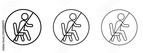 No sitting sign vector Logo Design Template. Editable Stroke graphics.