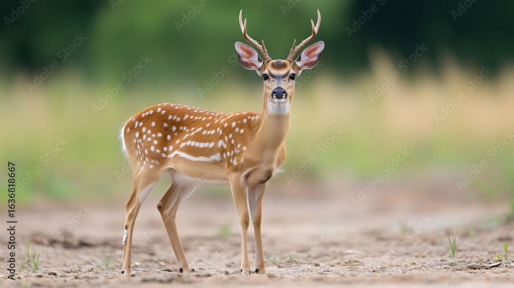 Obraz premium Deer nature wildlife animal walking proud out of the mist