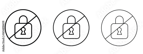No lock sign vector Logo Design Template. Editable Stroke graphics.