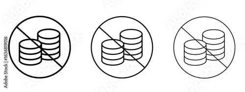 No cash sign vector Logo Design Template. Editable Stroke graphics.