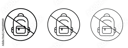 No backpacks allowed sign vector Logo Design Template. Editable Stroke graphics.