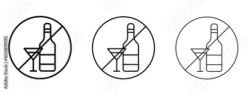 No alcohol sign vector Logo Design Template. Editable Stroke graphics.
