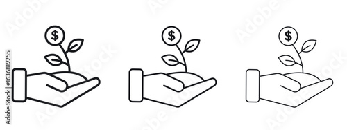 Money tree icon vector Logo Design Template. Editable Stroke graphics.