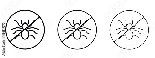 Mite in the prohibition sign vector Logo Design Template. Editable Stroke graphics.